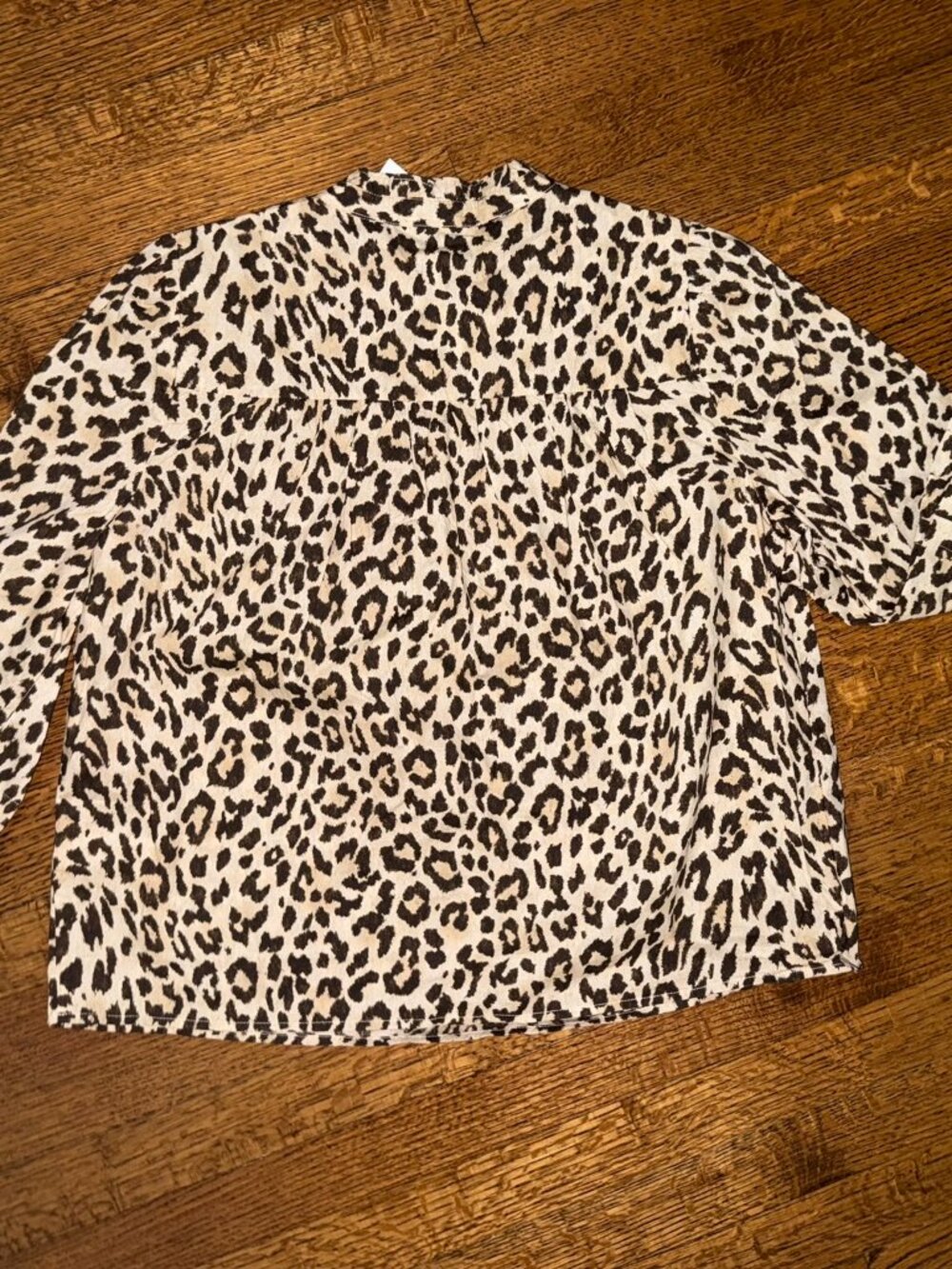 NWT J.Crew Button-Front Ruffleneck Popover Leopard Print Blouse